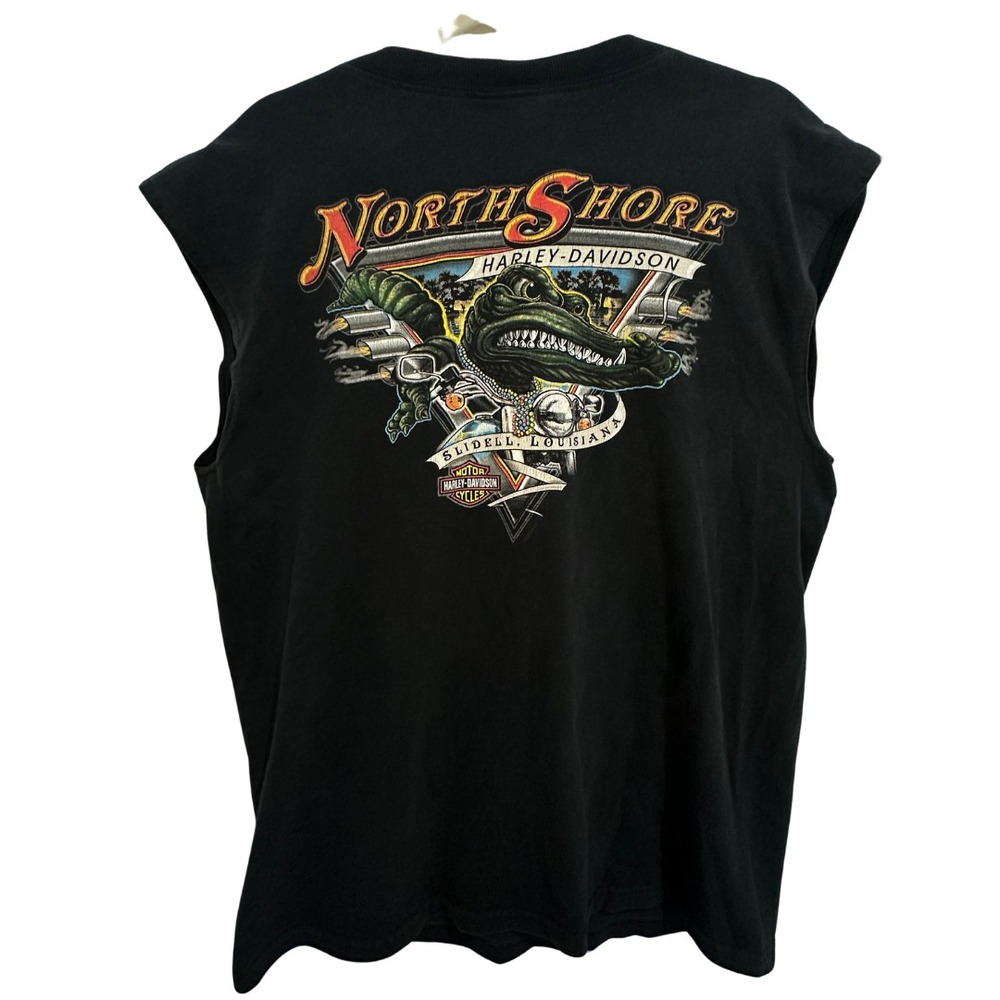 Vintage Harley Davidson Holoubek Gator Shirt Large Slidell LA North Shore 100% C